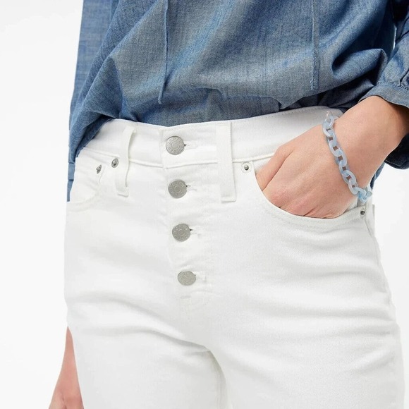 J Crew Jeans Essential Sraight WHITE jean in all-day stretch Size 32 Petite - Picture 4 of 6